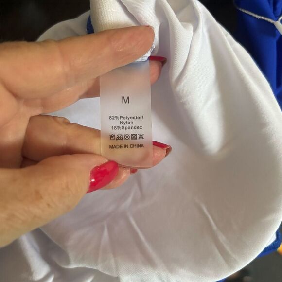 Eomenie Women's Blue One Piece Ruffle Shoulder Swimsuit Size M - Picture 7 of 9